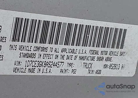 2010 Dodge Dakota Bighorn/Lonestar z USA, uszkodzony, nr VIN 1D7CE3GK8AS244577